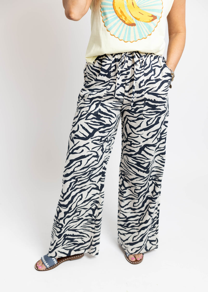 Navy Zebra Pants: Large
