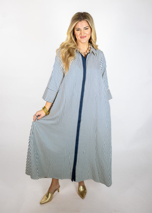 Indigo Striped Oversized Maxi Dress