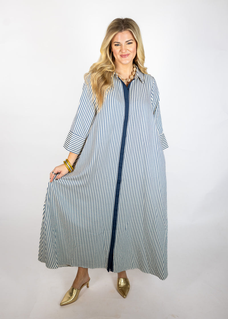 Indigo Striped Oversized Maxi Dress