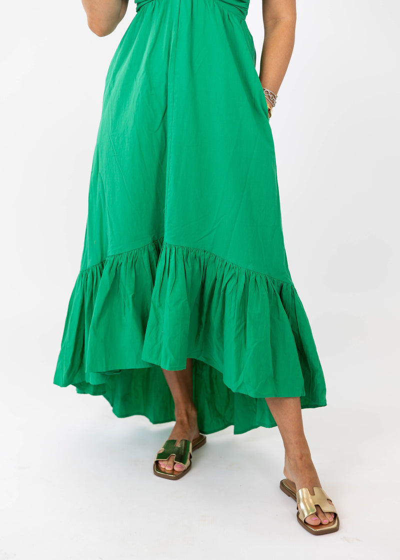 Green Halter Midi Dress