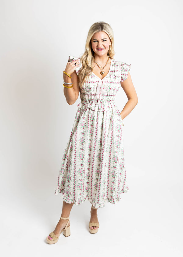 Vintage Floral Midi Dress
