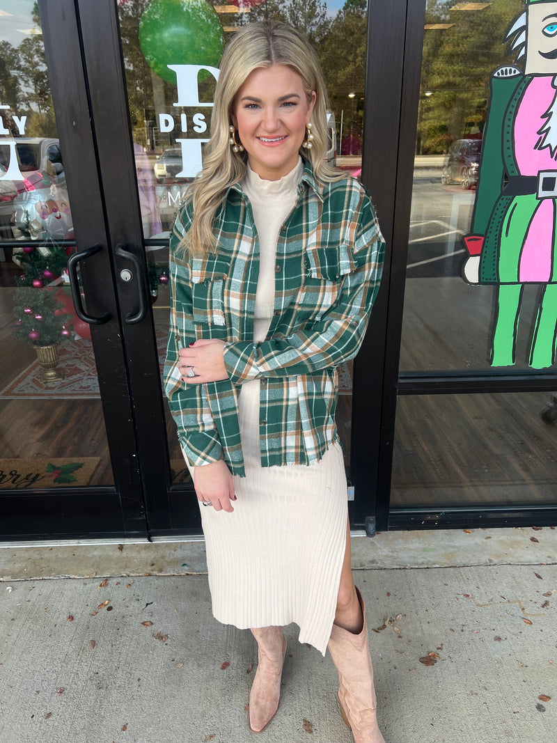 Green/Gold Plaid Flannel