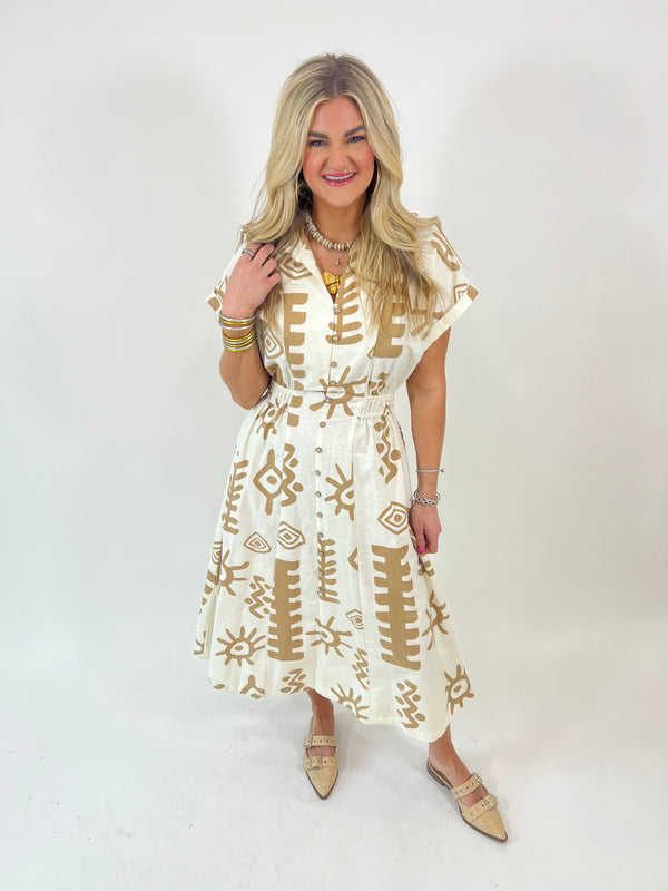 Neutral Aztec Midi Dress