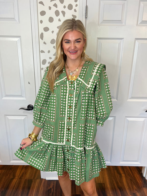 Orange and Green Mini Dress