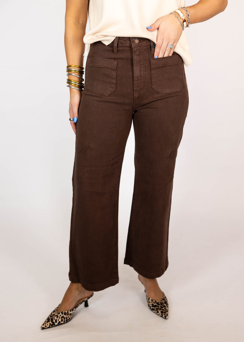 Chocolate Brown Front Pocket Pants