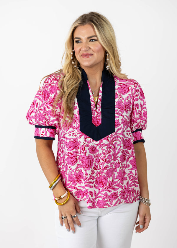 Hot Pink & Navy Top