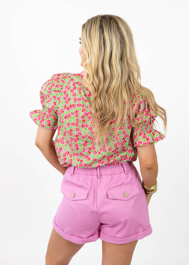 Pink Button Shorts