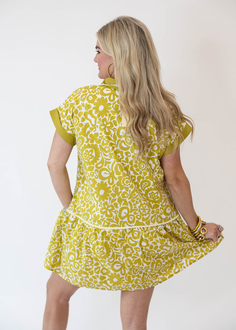 Printed Chartreuse Mini Dress