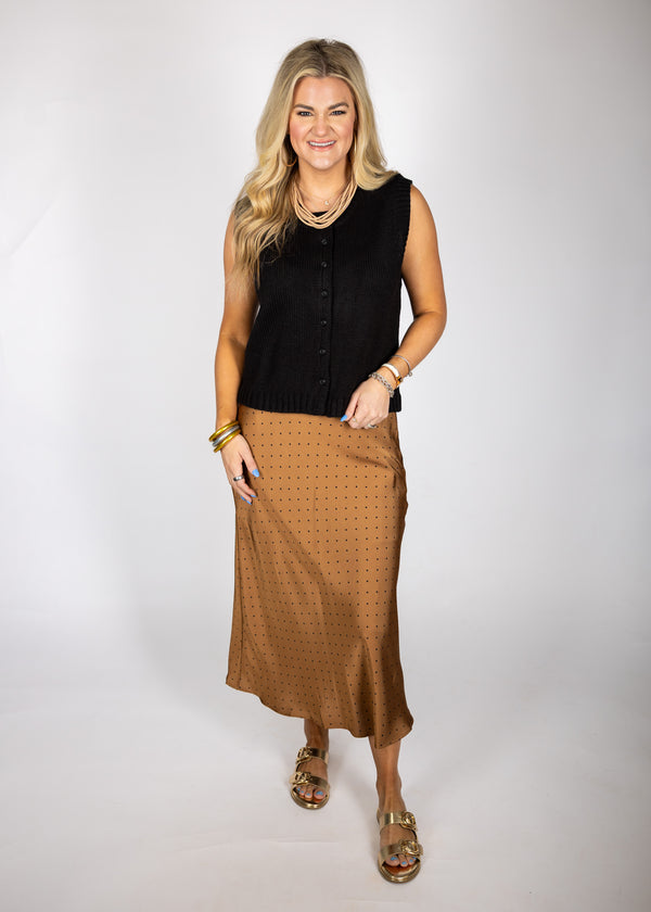 Black Knit Button Up Top