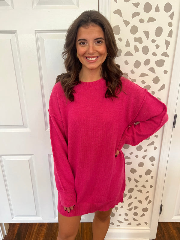 Hot Pink Sweater Dress
