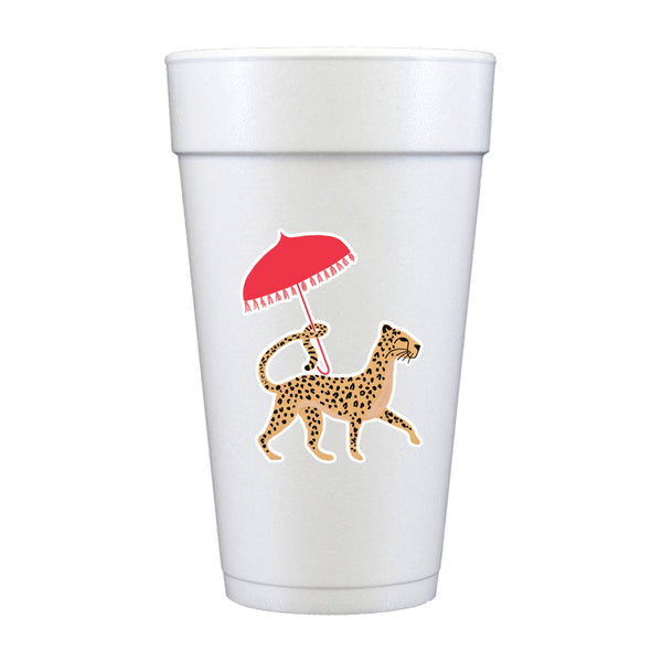 Cheeky Cheetah Full Color Foam Cups - Girly