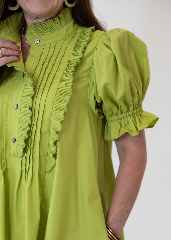 Chartreuse Ruffle Mini Dress