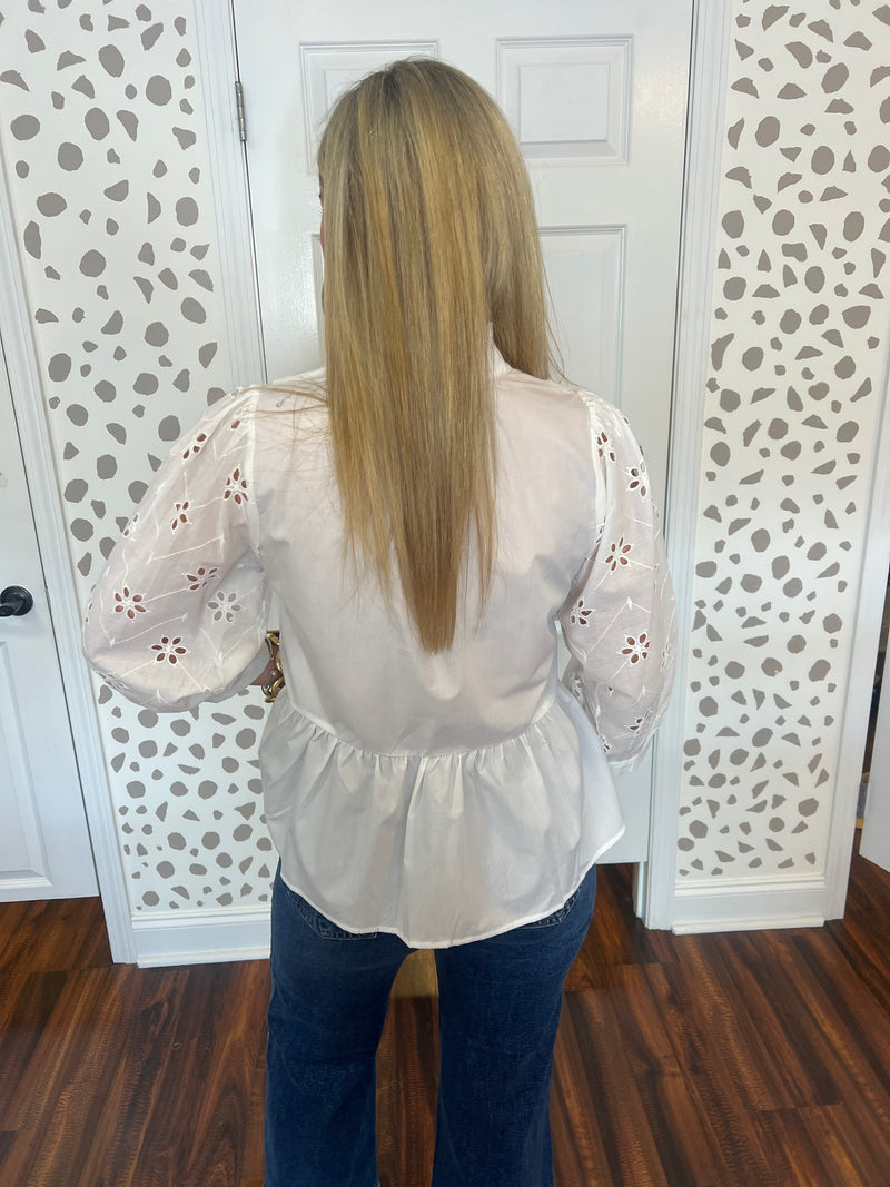 White Eyelet Top