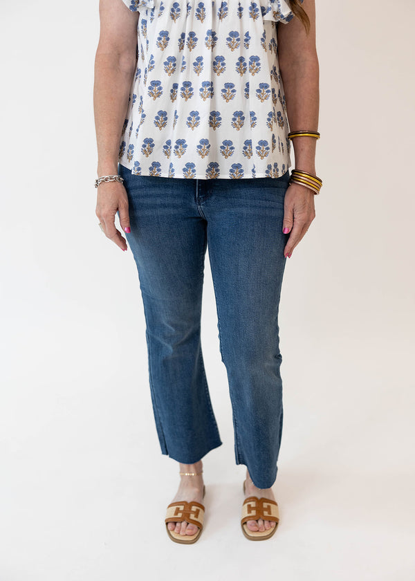 Tonal Crop Flare Jeans: Medium Denim