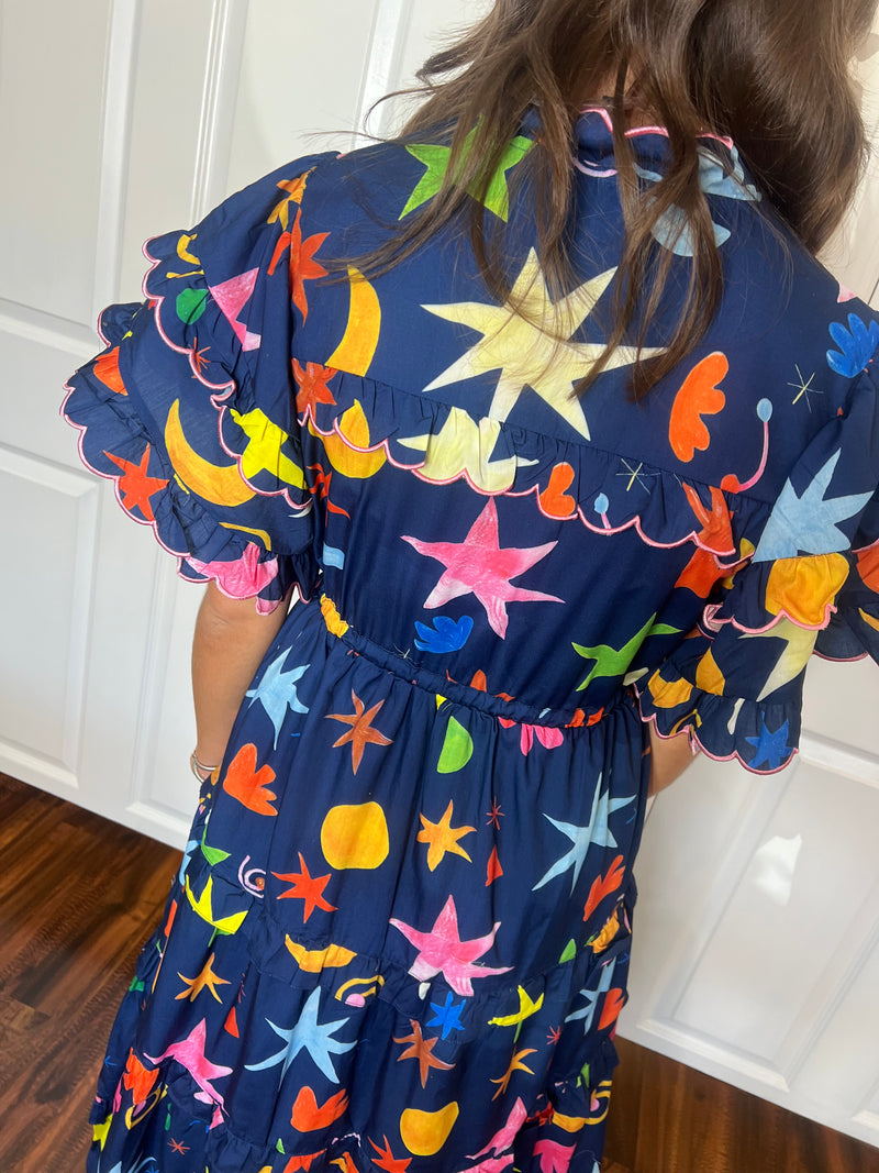 Galaxy Print Midi Dress