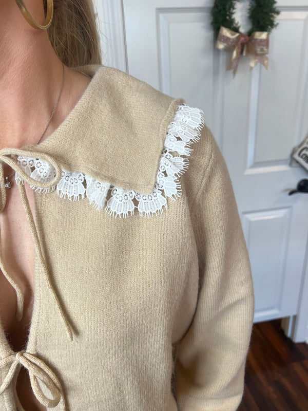 Beige Lace Cardigan