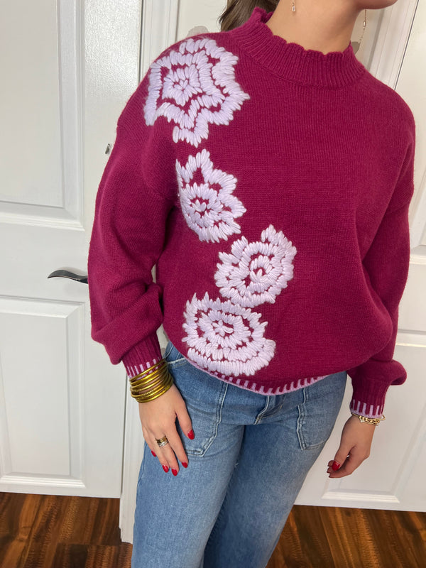 Magenta and Lavender Sweater