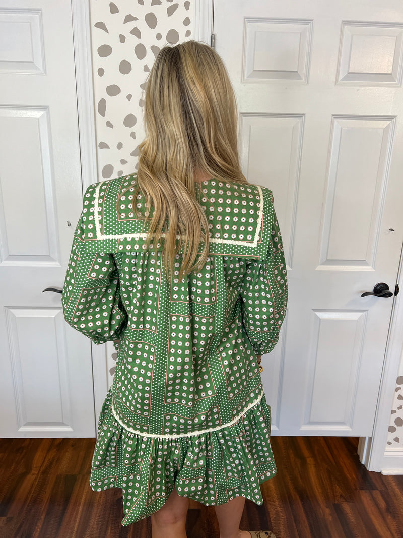 Orange and Green Mini Dress