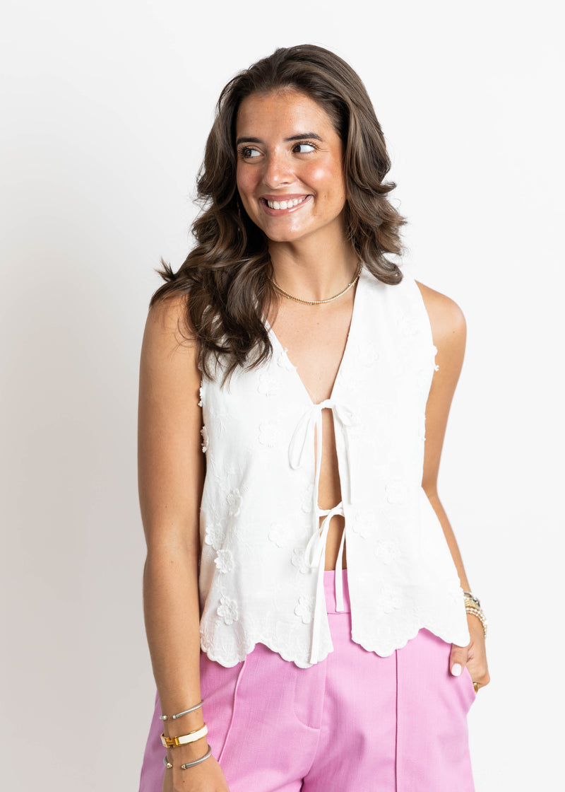 Textured White Vest Top
