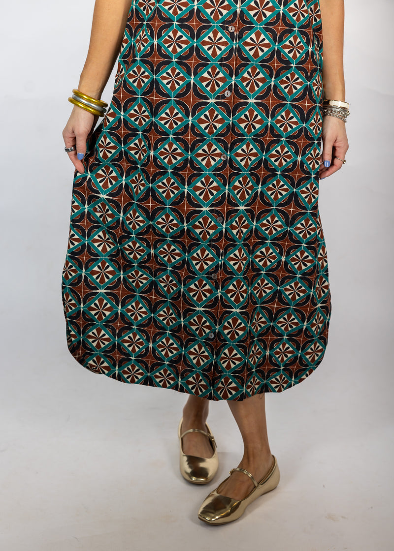 Teal/Brown Midi/Maxi Dress