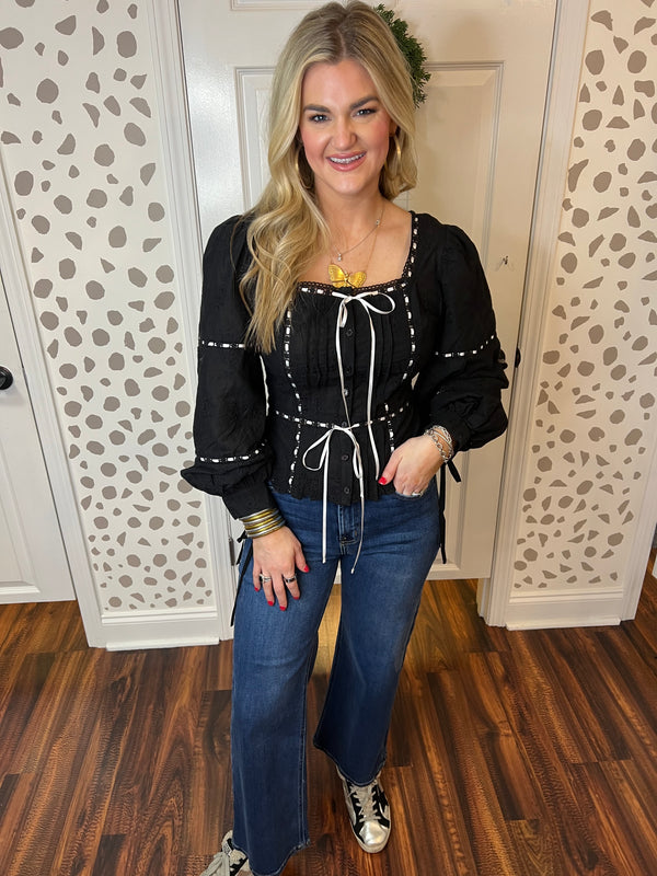 Black Lace Detail Top