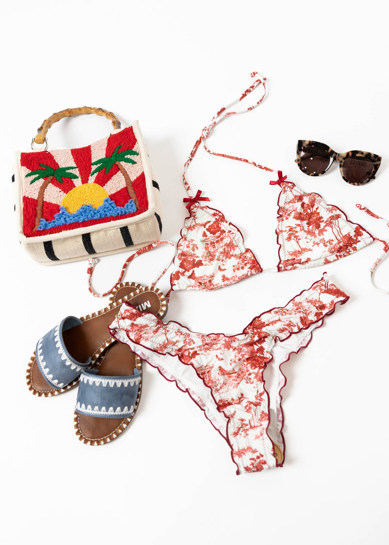 Wave Catcher Bikini Set: Red Flower