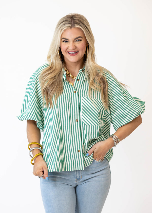 Forest Green Stripe Top
