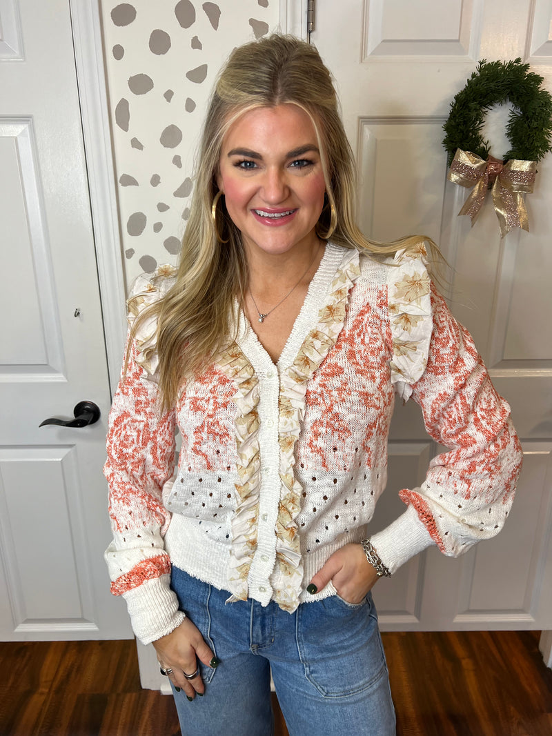 Coral Floral Cardigan