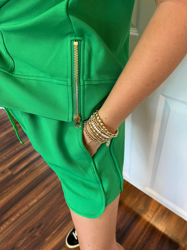 Gold Zipper Half Zip Set- GREEN