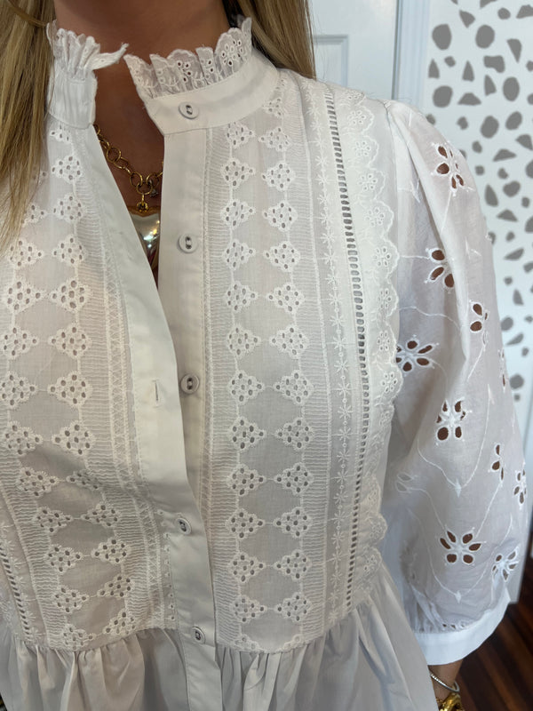 White Eyelet Top