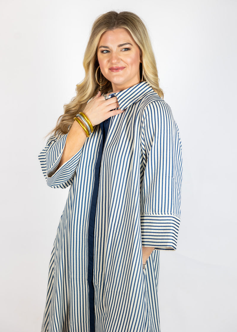 Indigo Striped Oversized Maxi Dress