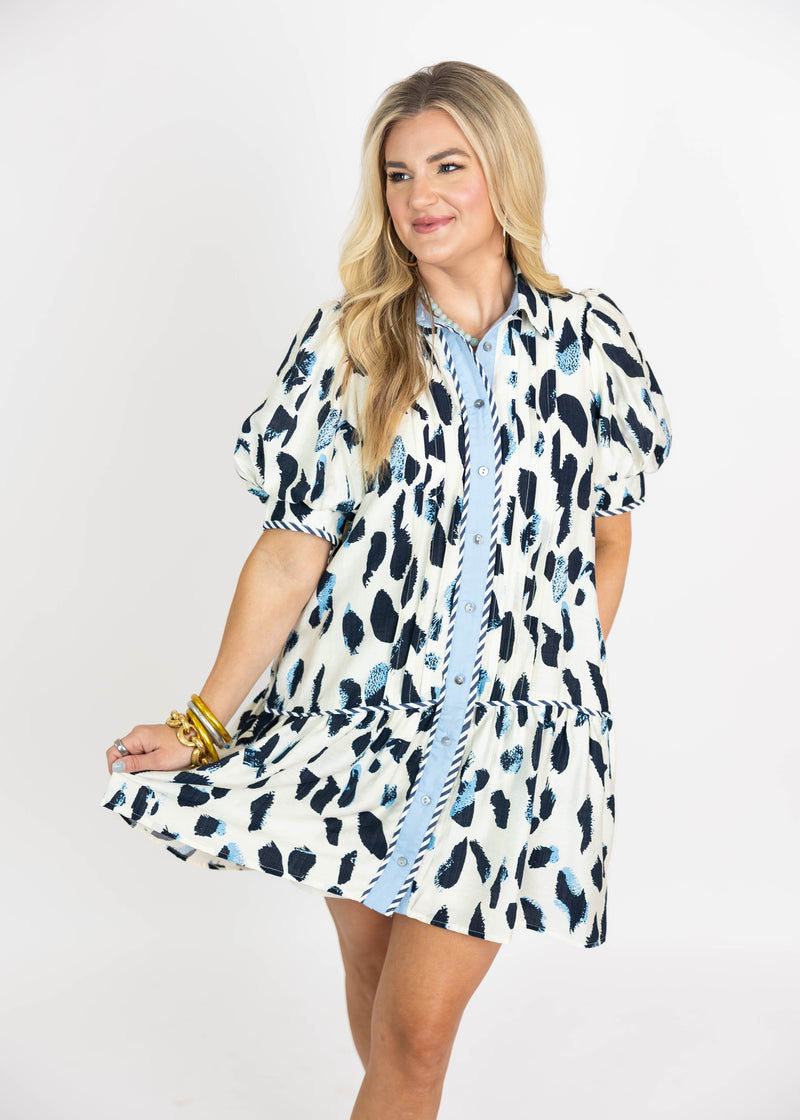 Navy Spot Mini Dress