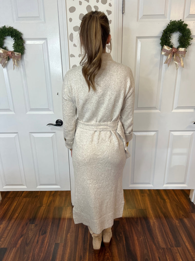 Oatmeal Mock Neck Midi Dress