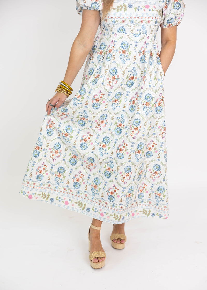 Whimsy White Floral Maxi Dress
