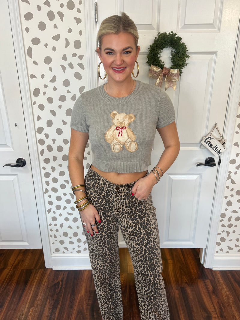 Leopard Print Straight Leg Pants