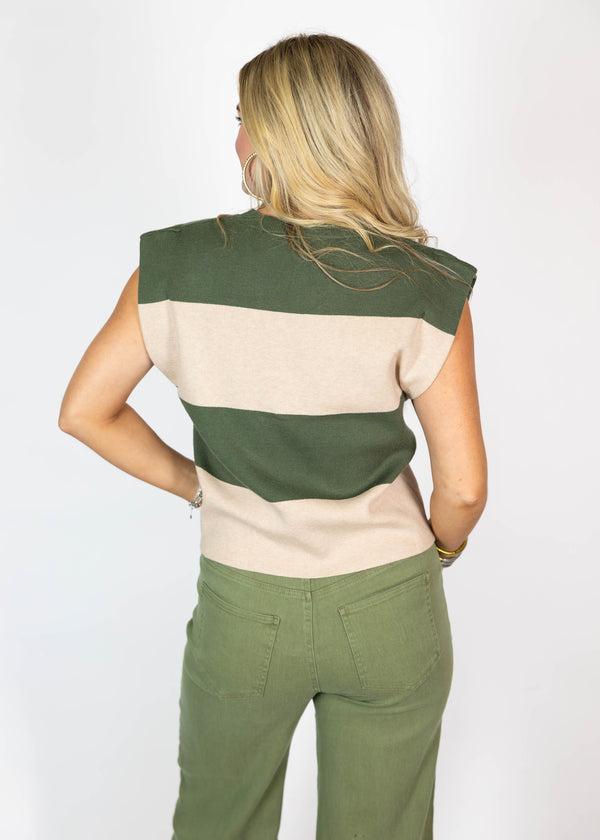 Olive Bold Stripe Sweater
