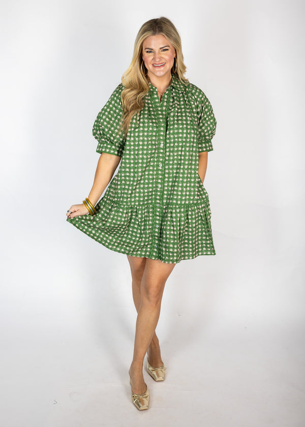 Green Tile Mini Dress