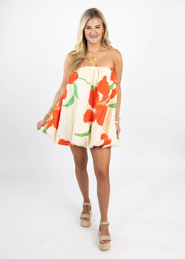 Hibiscus Bubble Mini Dress