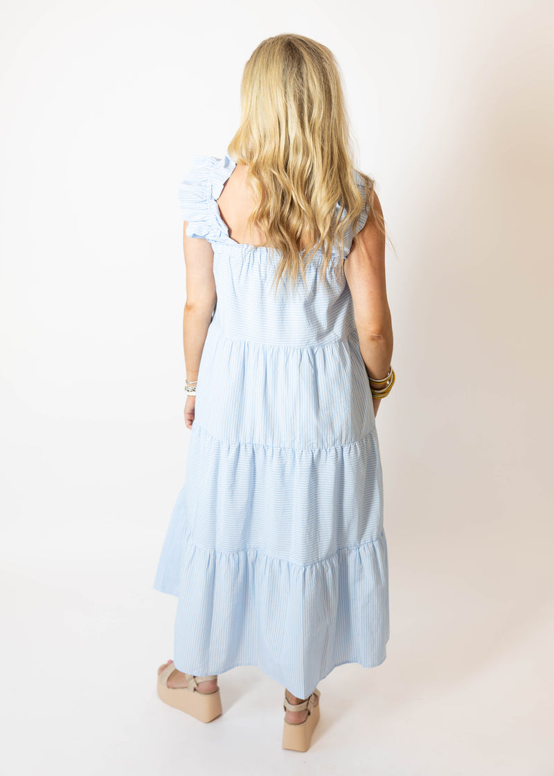 Seersucker Blue Midi/Maxi Dress