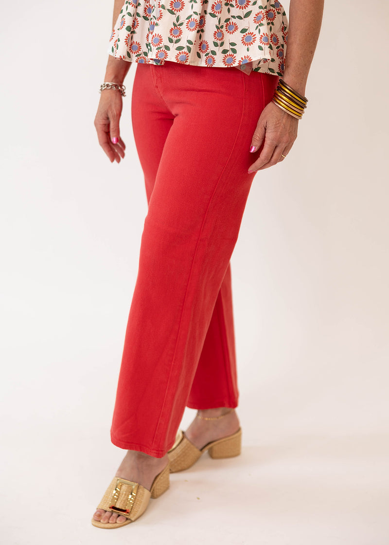 Cherry Red Wide Leg Pants