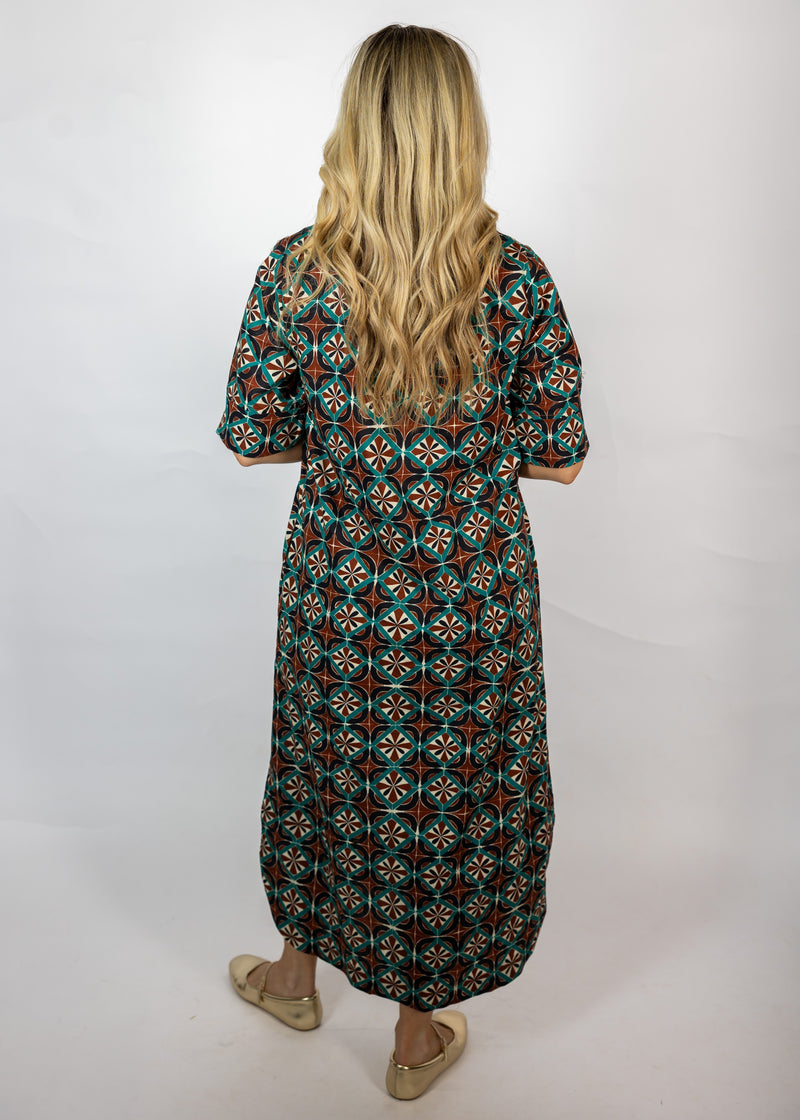 Teal/Brown Midi/Maxi Dress