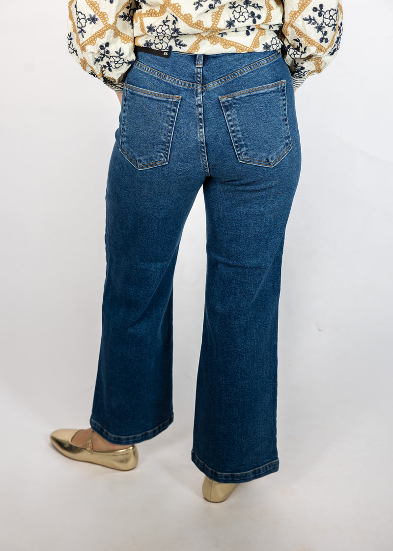 Dark Denim Patch Pocket Wide Leg Jean