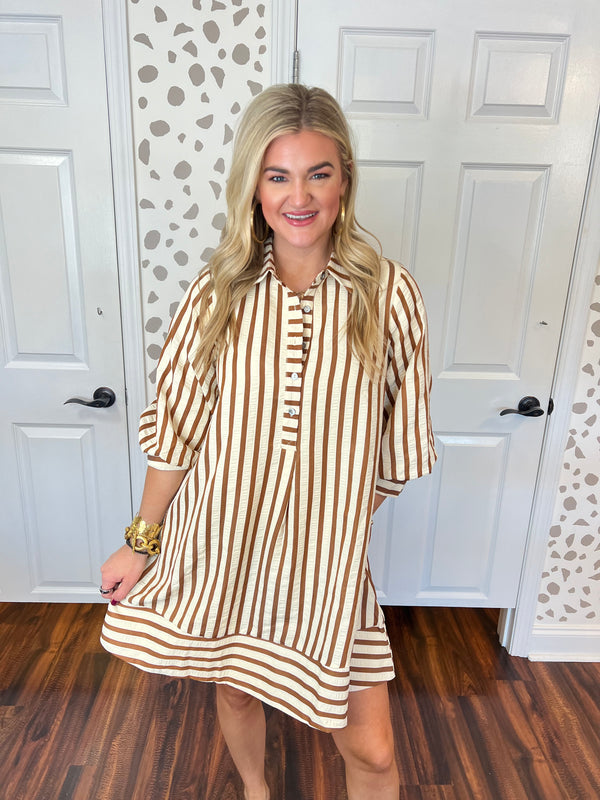 Coconut Stripe Mini Dress