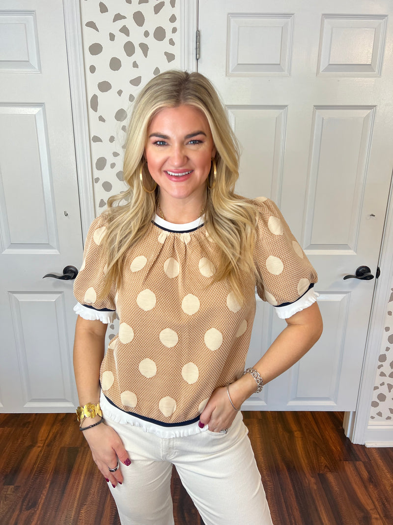 Tan Polka Dot Top