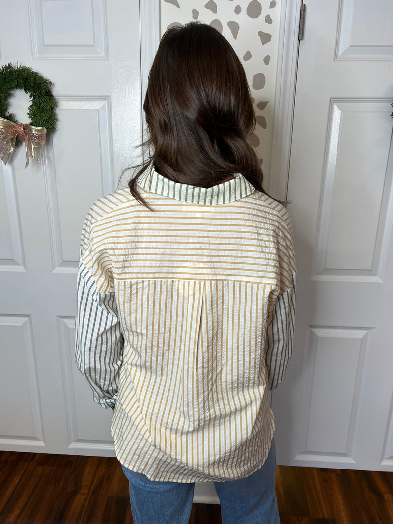 Harvest Stripe Button Down Top