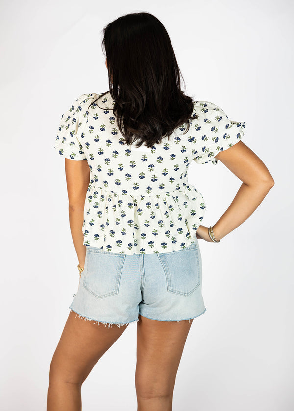 Block Print Front Tie Top