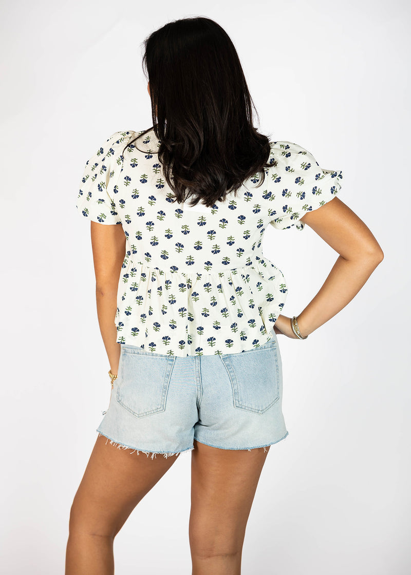 Block Print Front Tie Top