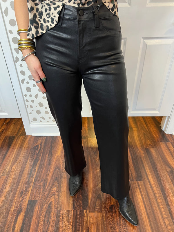 Coated Black Pants