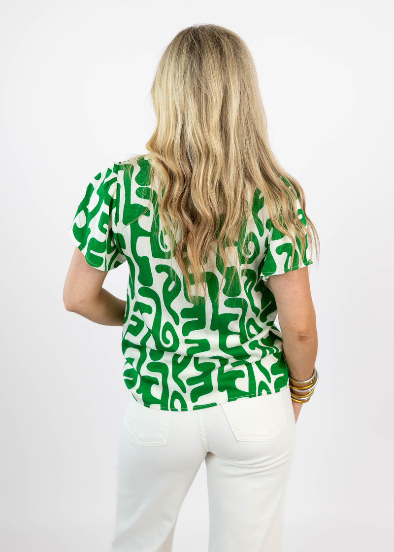 Green Geo Spot Top