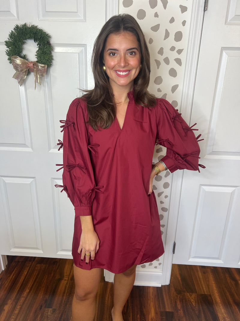 Crimson Bow Mini Dress